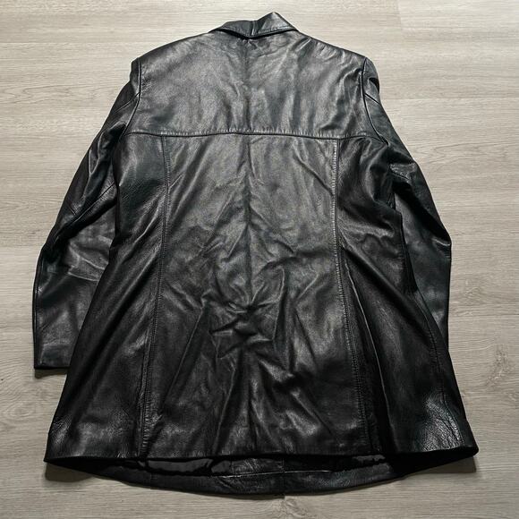 Vintage Wilson’s Leather Nora Womens Large Black Leather Mid Length Jacket Coat - Picture 3 of 9